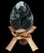 Septarian Dragon Egg Geode - Black Crystals #71983-1